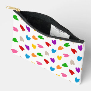 Colourful Love Hearts Pattern Design White Accessory Pouch