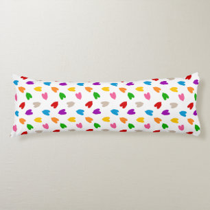 Colourful Love Hearts Pattern Design White Body Cushion