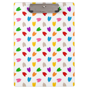 Colourful Love Hearts Pattern Design White  Clipboard