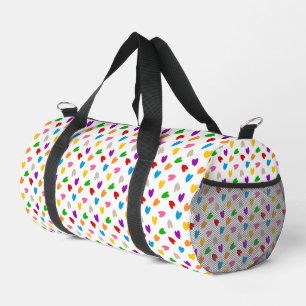 Colourful Love Hearts Pattern Design White Duffle Bag