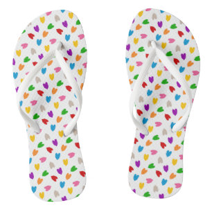 Colourful Love Hearts Pattern Design White Flip Flops