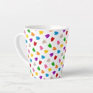 Colourful Love Hearts Pattern Design White Latte Mug