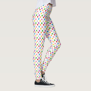 Colourful Love Hearts Pattern Design White Leggings
