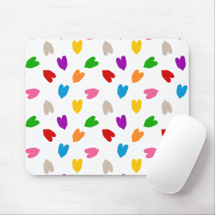 Colourful Love Hearts Pattern Design White Mouse Mat