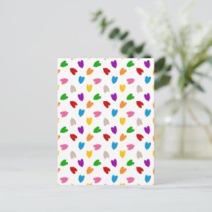 Colourful Love Hearts Pattern Design White  Postcard