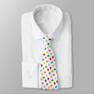 Colourful Love Hearts Pattern Design White Tie