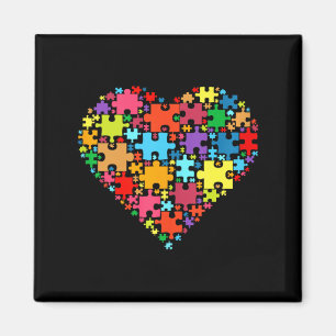 Colourful Love Hearts Shape - Puzzle Autism Awaren Magnet