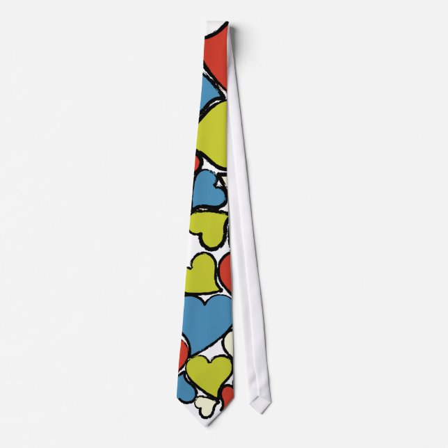 Colourful Love Hearts Tie (Front)