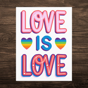 Colourful Love Is Love Pride Postcard