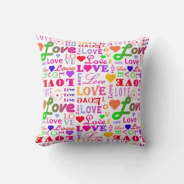 Colourful Love Love Love Love Love Love Cushion (Front)