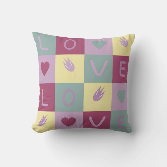 colourful love pattern cushion (Front)