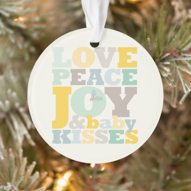 Colourful Love Peace Joy And Baby Kisses Cute Phot Ornament (Tree)