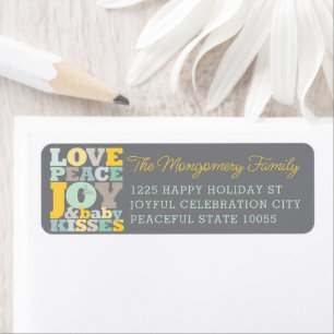 Colourful Love Peace Joy And Baby Kisses Letters