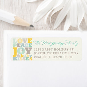 Colourful Love Peace Joy And Baby Kisses Letters