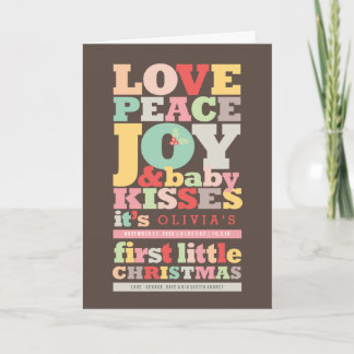 Colourful Love Peace Joy And Baby Kisses Letters Holiday Card