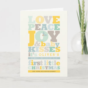 Colourful Love Peace Joy And Baby Kisses Letters Holiday Card