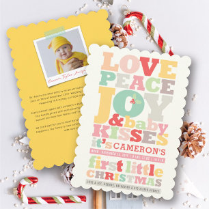Colourful Love Peace Joy And Baby Kisses Letters Holiday Card