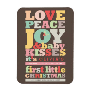 Colourful Love Peace Joy And Baby Kisses Letters Magnet