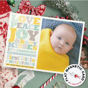 Colourful Love Peace Joy Holiday Birth Announcemen