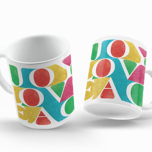colourful LOVE PEACE JOY photo frame Coffee Mug