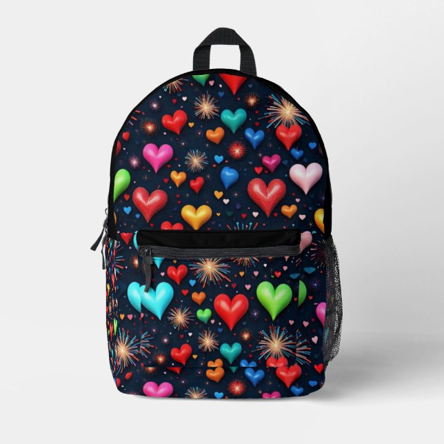 Colourful Love Printed Backpack (Front)