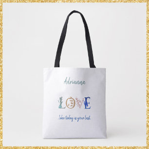 Colourful Love Quote Decorative Tote Bag