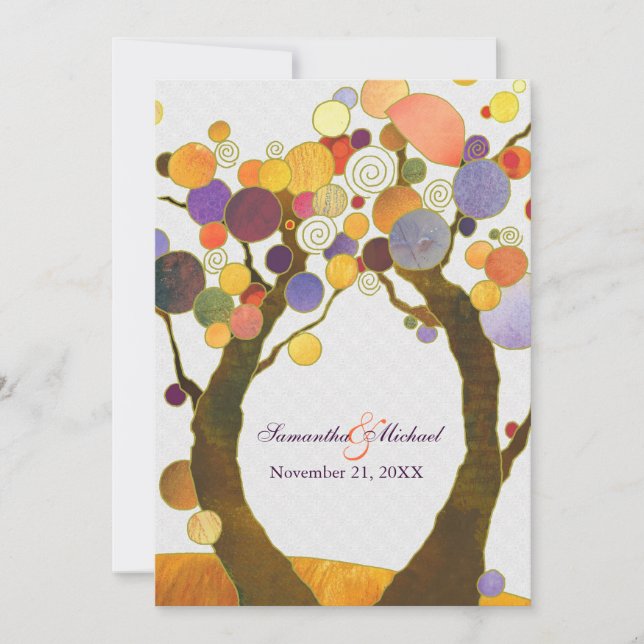 Colourful Love Trees Modern Wedding Invitation (Front)