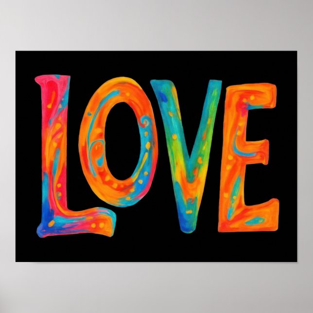 Colourful Love Word Poster (Front)