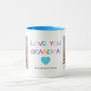 Colourful “Love You Grandpa” Text and Custom Photo Mug