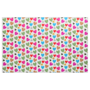 Colourful Lovely Hearts - Love comes in all colour Fabric