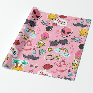 Colourful lovely sticker wrapping paper