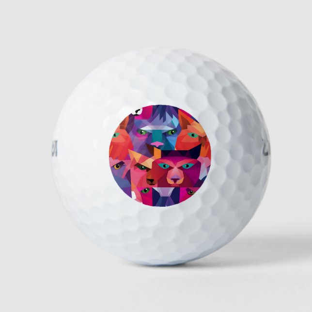 Colourful Low Poly Animals Pattern Golf Balls (Front)