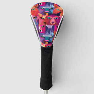 Colourful Low Poly Animals Pattern Golf Head Cover