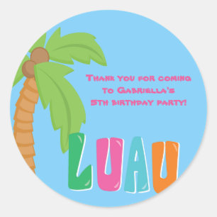 Colourful Luau Palm Tree Round Sticker