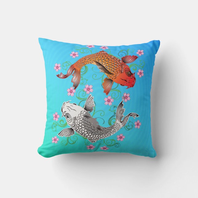 Colourful Luck Asian Carps  Cushion (Front)