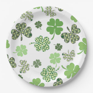 Colourful Lucky clovers Paper Plate