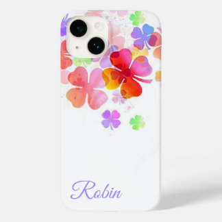 Colourful Lucky Four Leaf Clovers Personalised Case-Mate iPhone 14 Case
