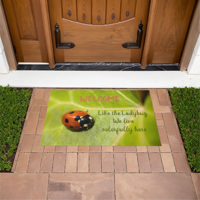 Colourful Lucky Ladybug Doormat (Outdoor)