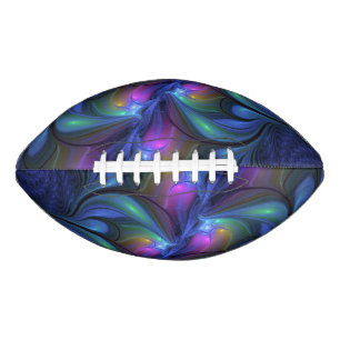 Colourful Luminous Abstract Blue Pink Green Fracta American Football
