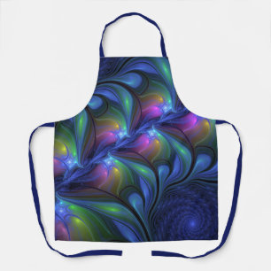 Colourful Luminous Abstract Blue Pink Green Fracta Apron