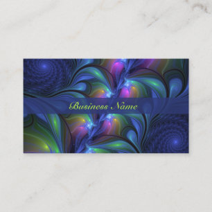 Colourful Luminous Abstract Blue Pink Green Fracta Business Card