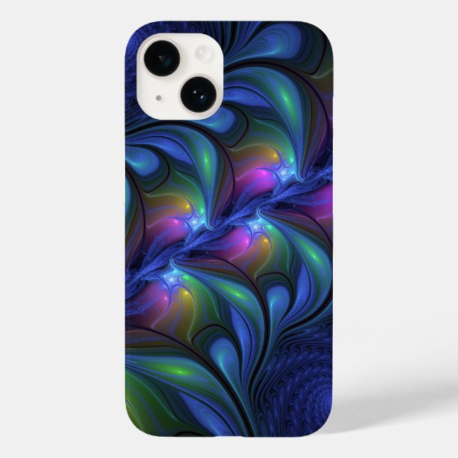 Colourful Luminous Abstract Blue Pink Green Fracta Case-Mate iPhone Case (Back)