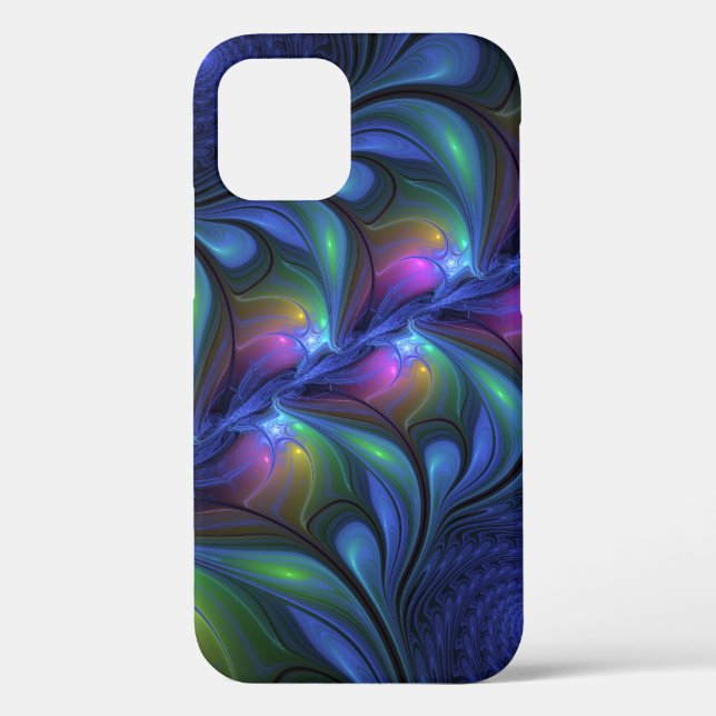 Colourful Luminous Abstract Blue Pink Green Fracta Case-Mate iPhone Case (Back)