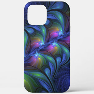 Colourful Luminous Abstract Blue Pink Green Fracta iPhone 12 Pro Max Case