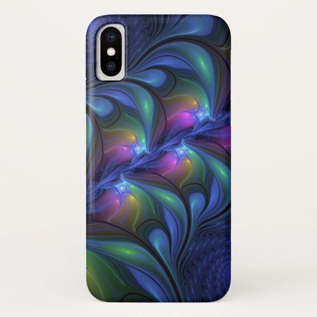 Colourful Luminous Abstract Blue Pink Green Fracta Case-Mate iPhone Case (Back)
