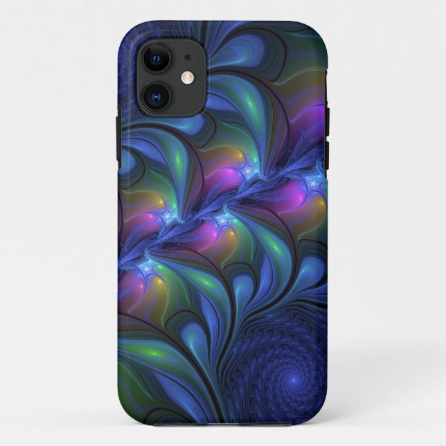 Colourful Luminous Abstract Blue Pink Green Fracta Case-Mate iPhone Case (Back)