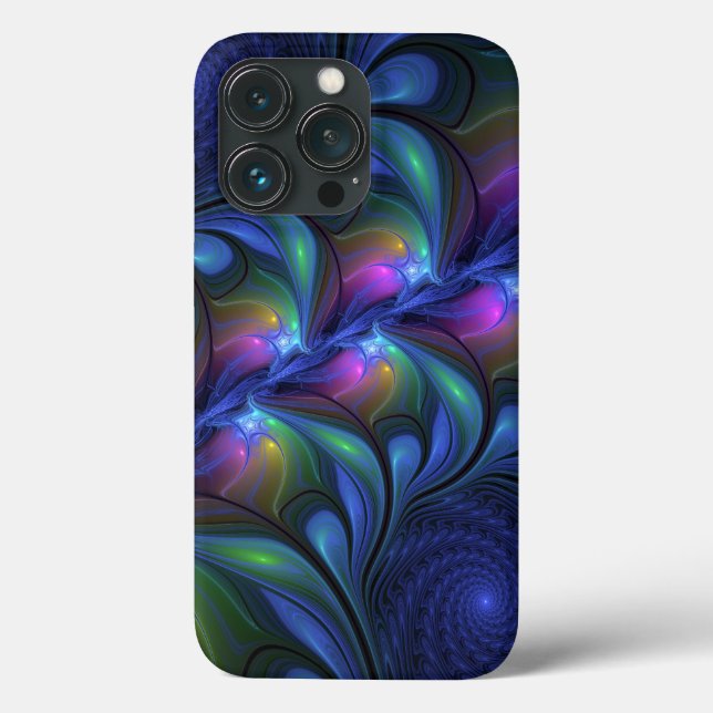 Colourful Luminous Abstract Blue Pink Green Fracta Case-Mate iPhone Case (Back)