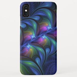 Colourful Luminous Abstract Blue Pink Green Fracta iPhone XS Max Case