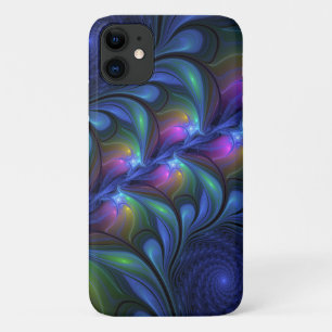 Colourful Luminous Abstract Blue Pink Green Fracta iPhone 11 Case