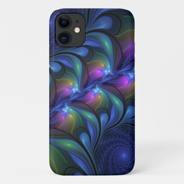 Colourful Luminous Abstract Blue Pink Green Fracta Case-Mate iPhone Case (Back)